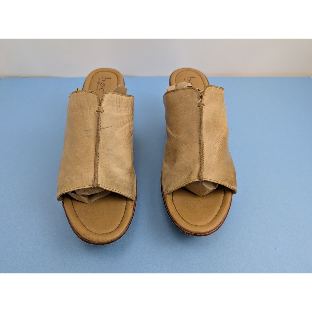 Women's Born Concept BOC Tech Wedge Sandals Light Brown Leather Upper Size 11